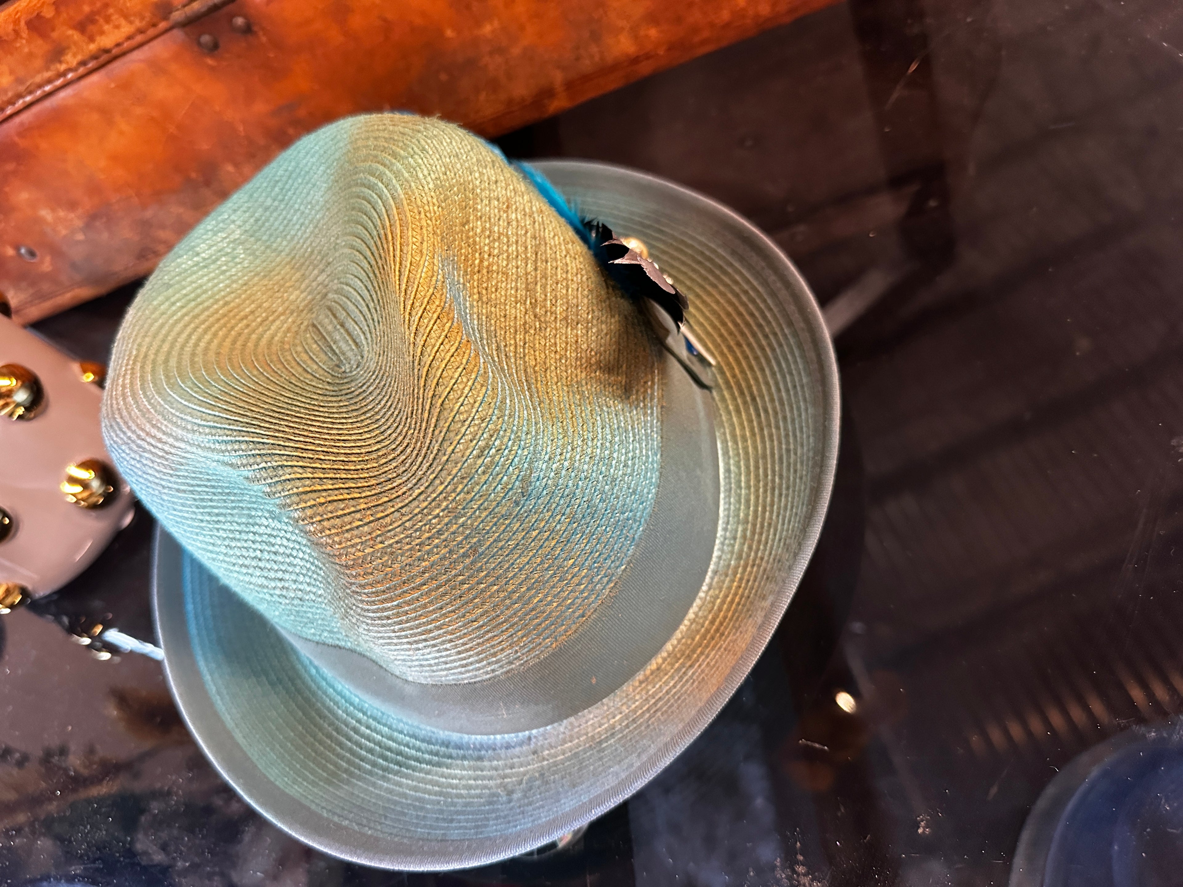 S/M - Teal straw - Fedora Designs