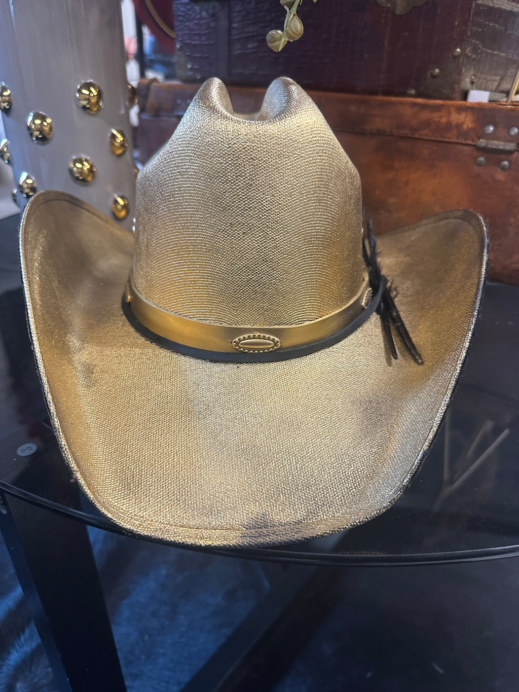 S/M - Straw gold cowboy - Fedora Designs