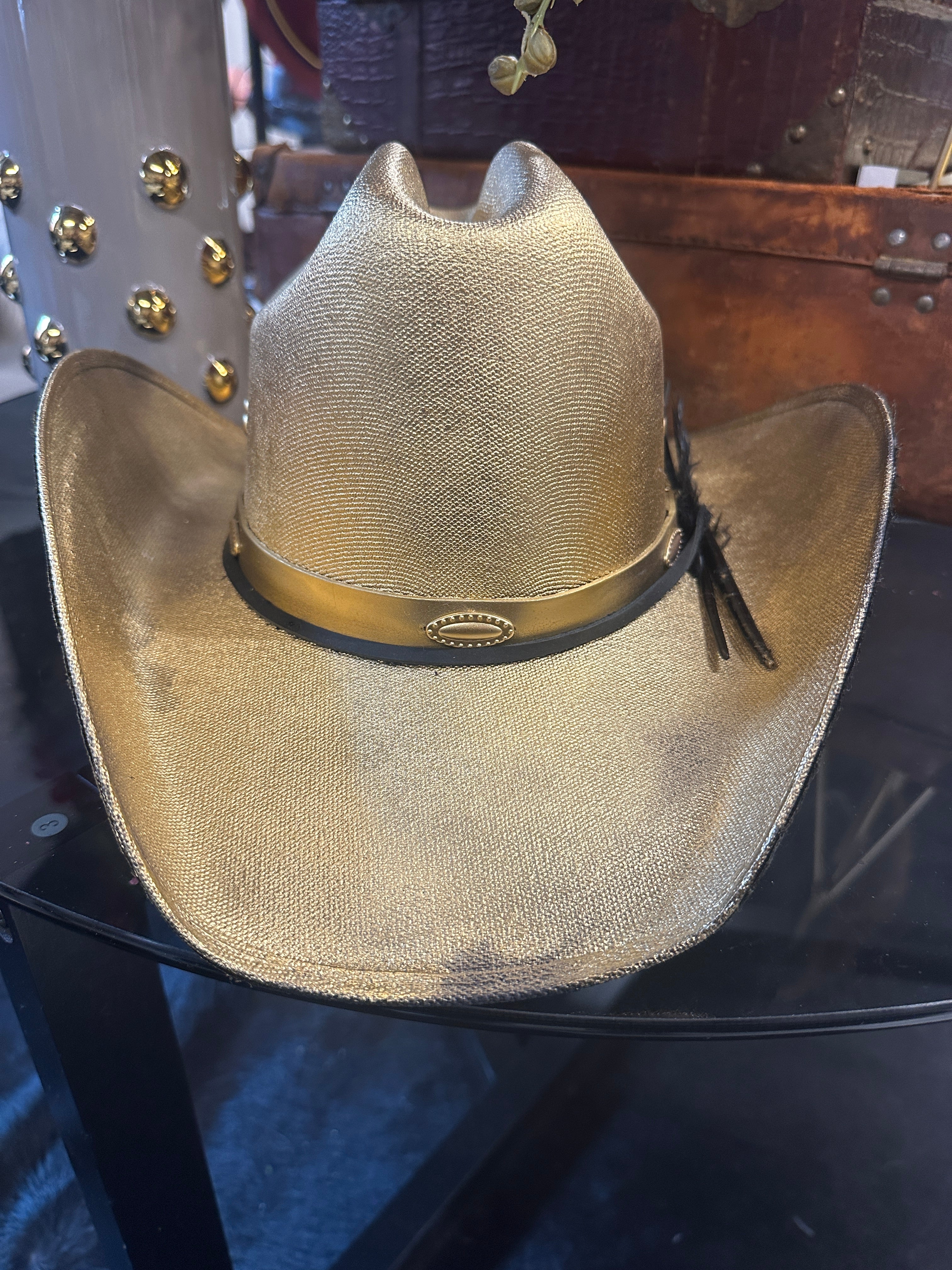 S/M - Straw gold cowboy - Fedora Designs