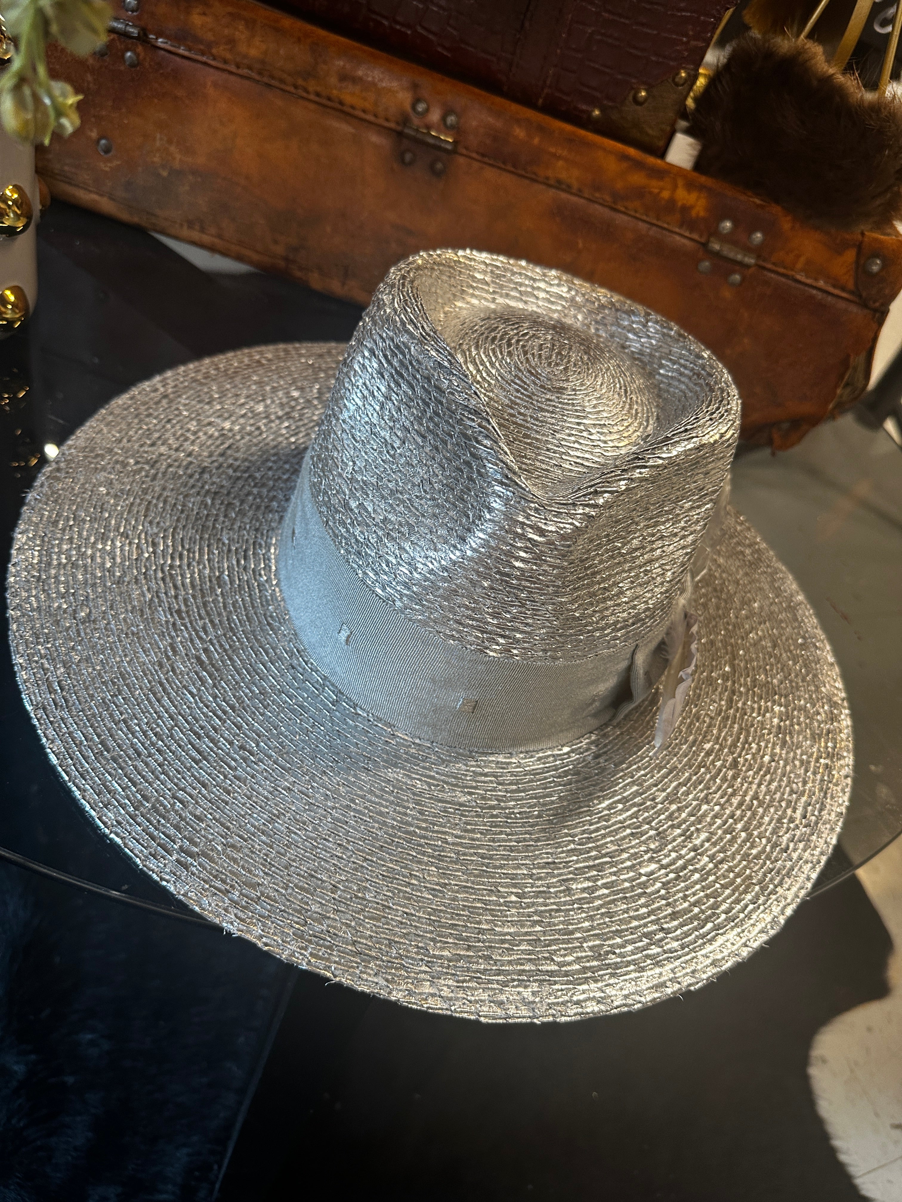 Metallic wide brim straw - Silver or Gold