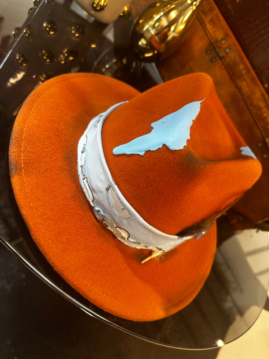 L - Light blue orange - Fedora Designs