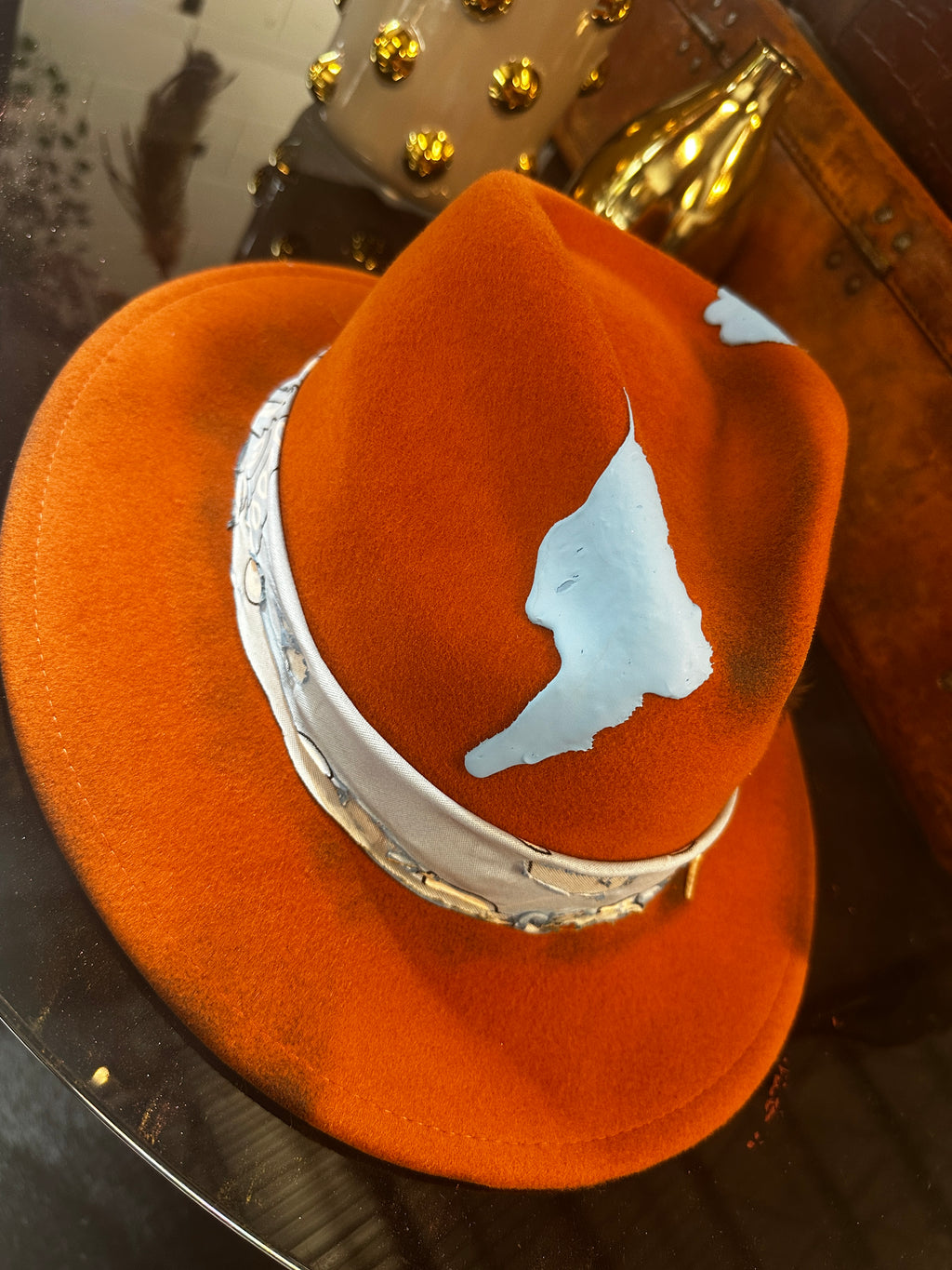 L - Light blue orange - Fedora Designs