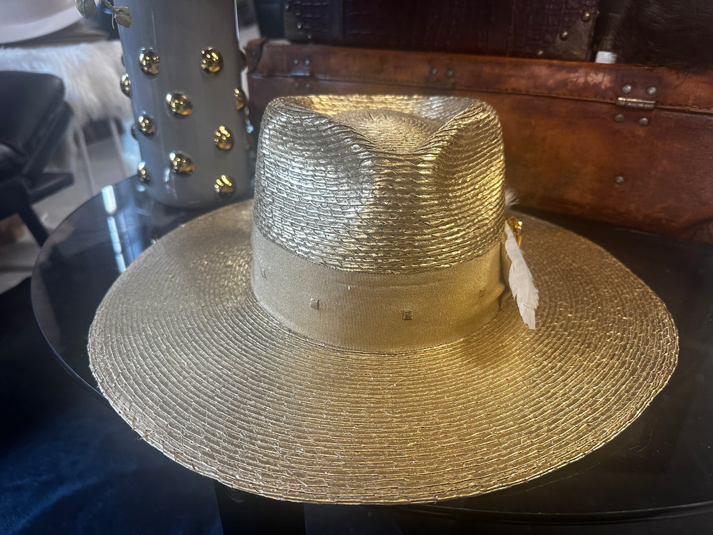 Metallic wide brim straw - Silver or Gold - Fedora Designs