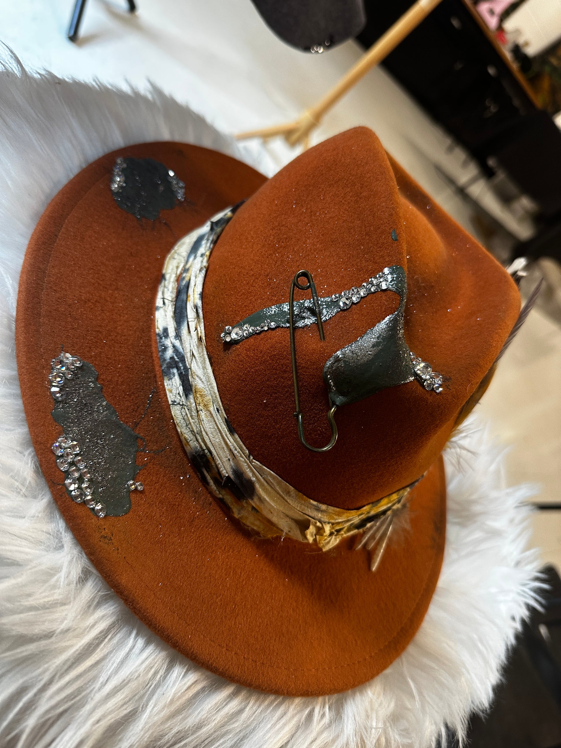 L - Burnt Orange silver bling