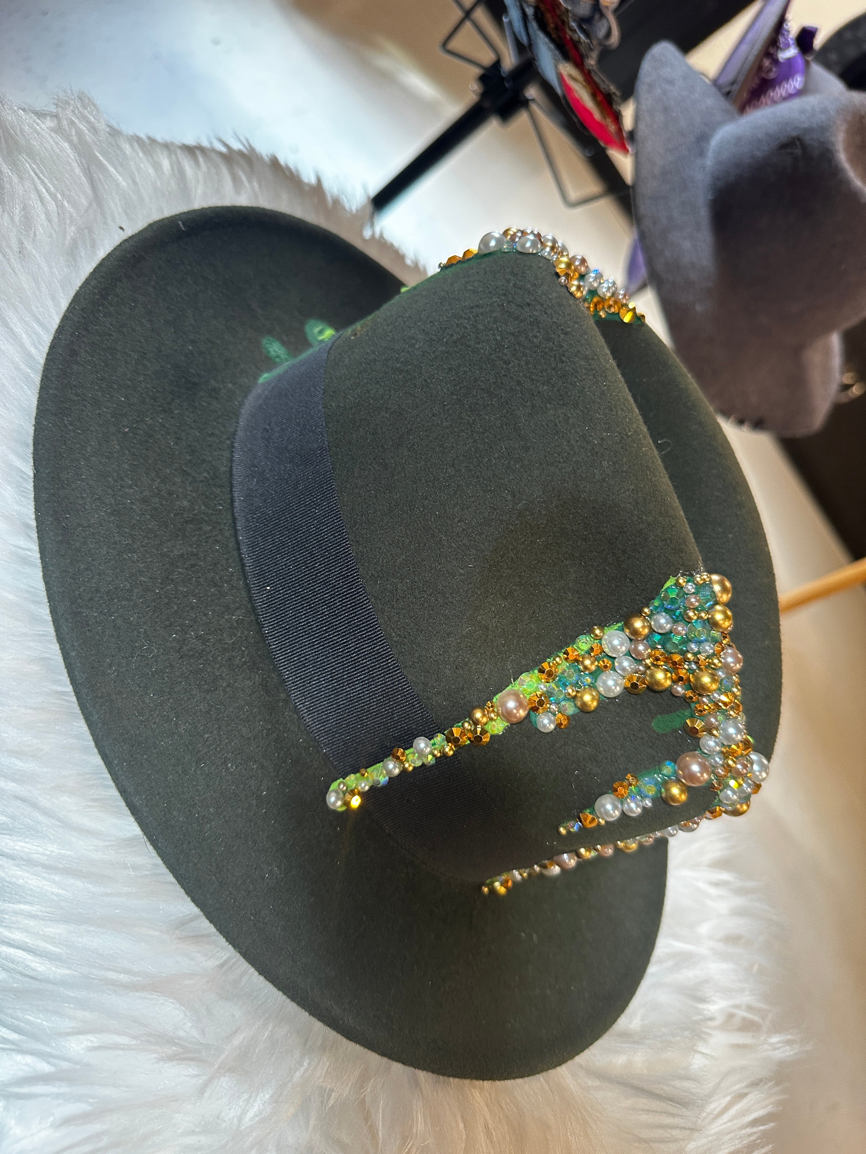 S/M - Blinged green - Fedora Designs