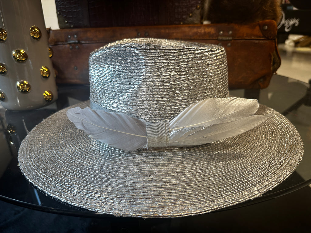 Metallic wide brim straw - Silver or Gold
