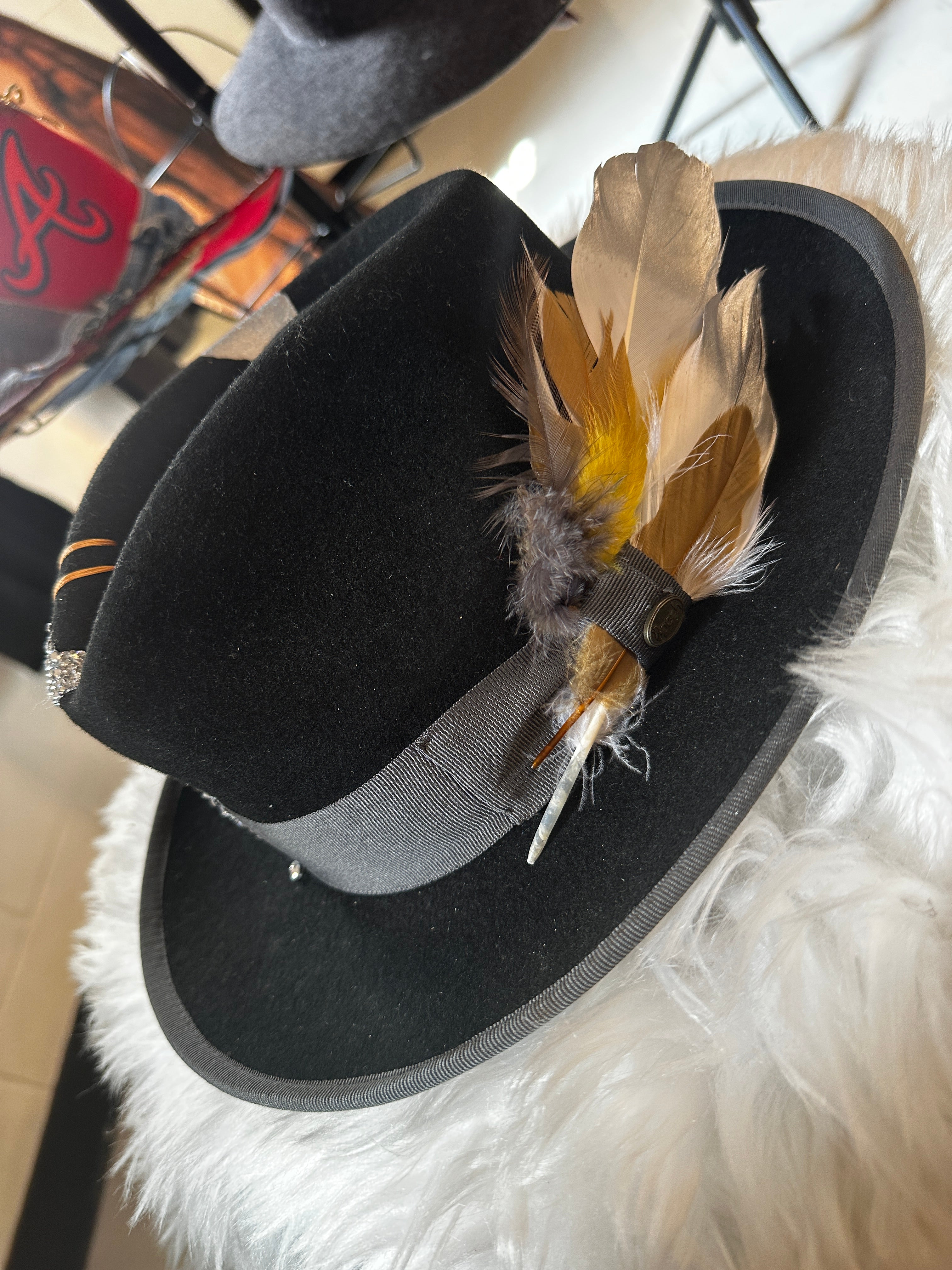 M - Grey black blinged - Fedora Designs