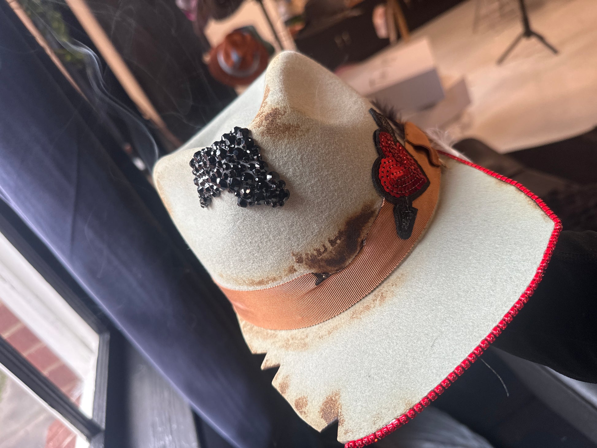 S/M - Blinged out mint cap - Fedora Designs