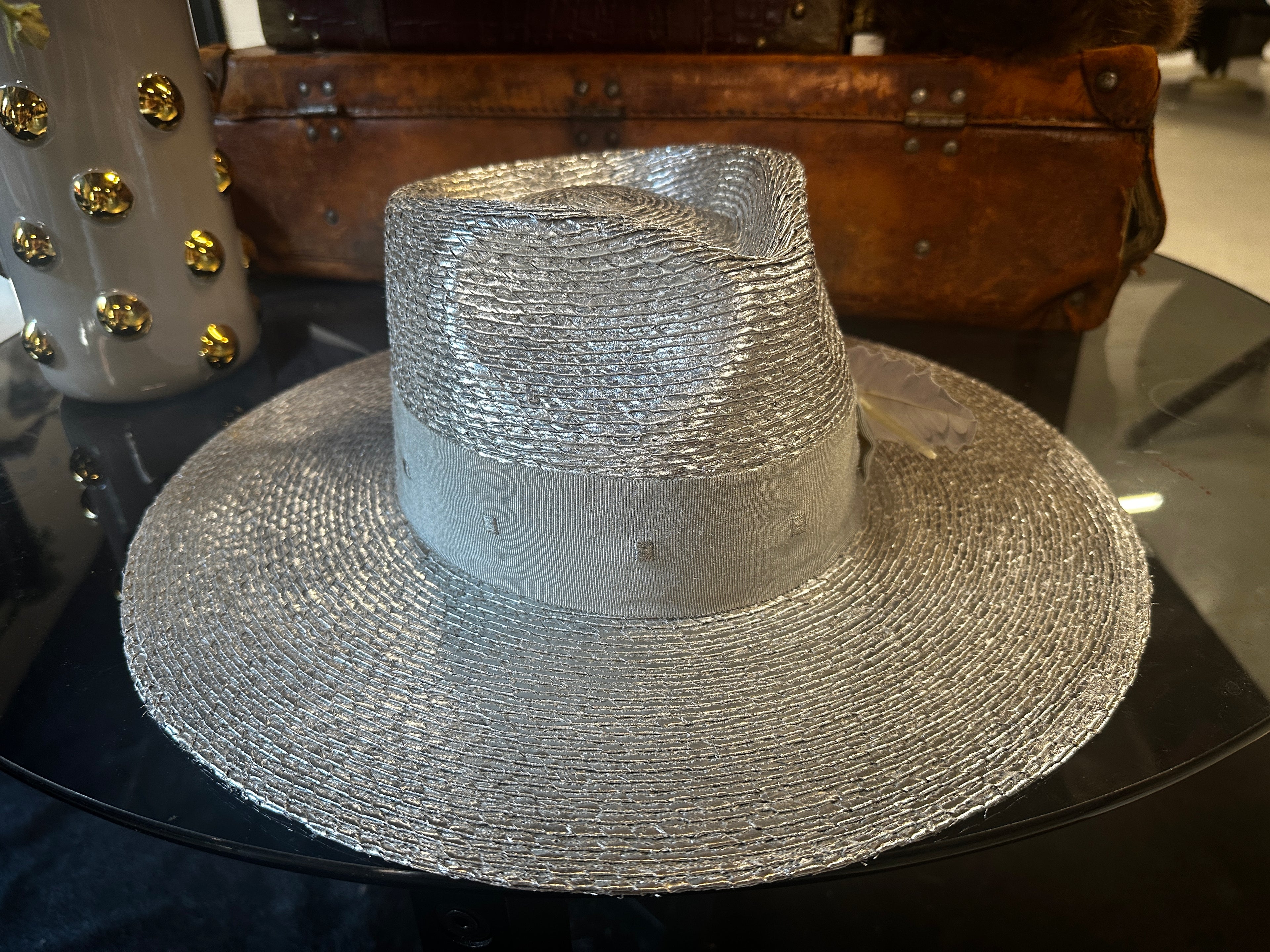 Metallic wide brim straw - Silver or Gold