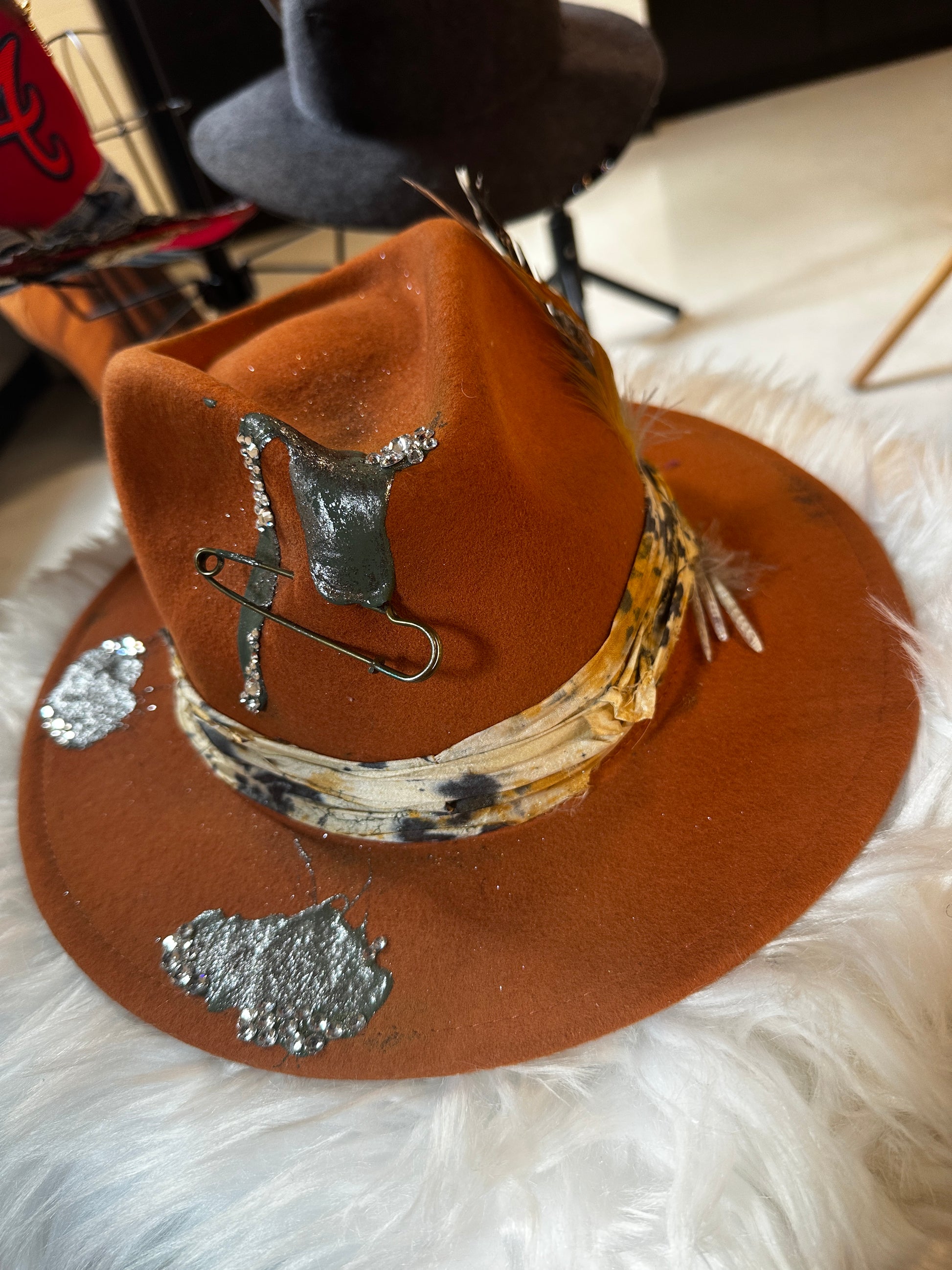 L - Burnt Orange silver bling