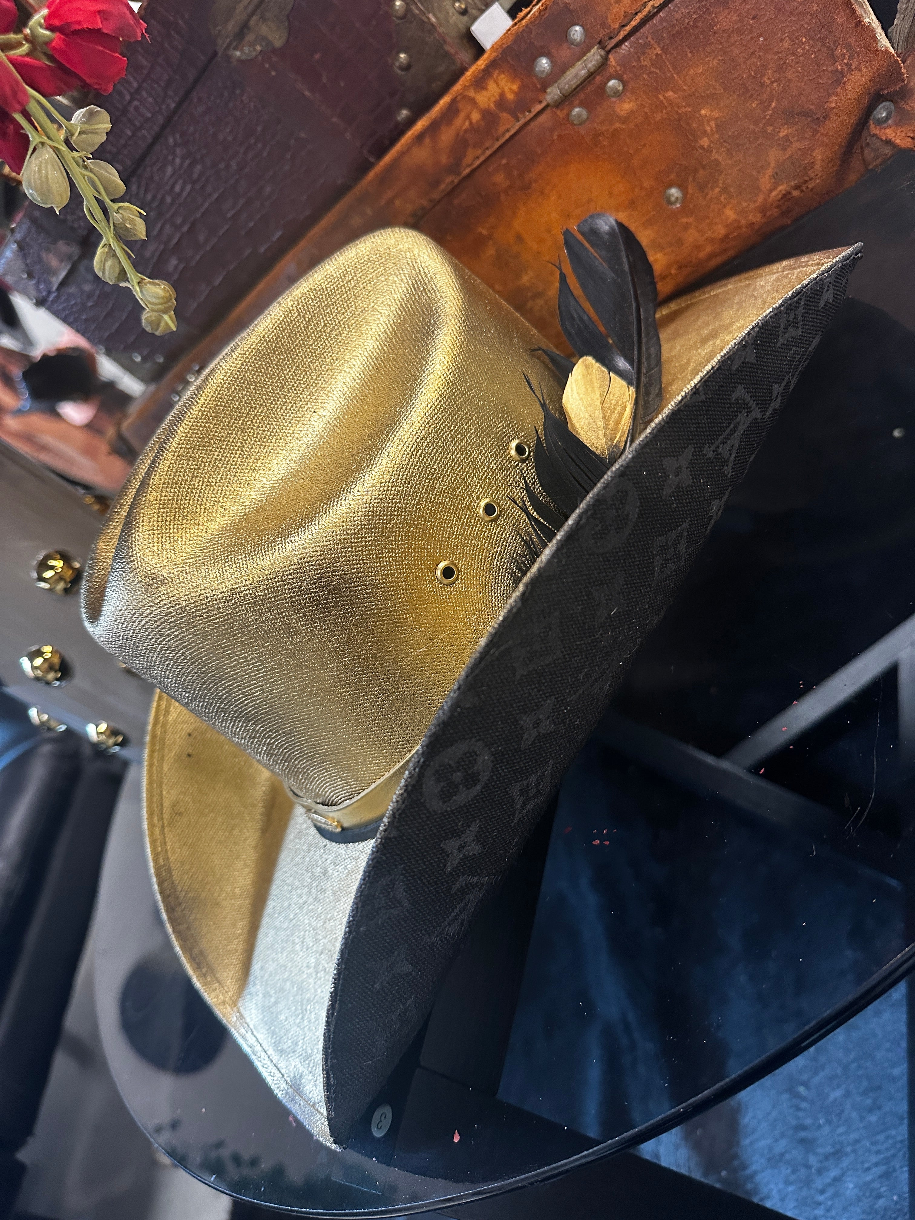 S/M - Straw gold cowboy - Fedora Designs