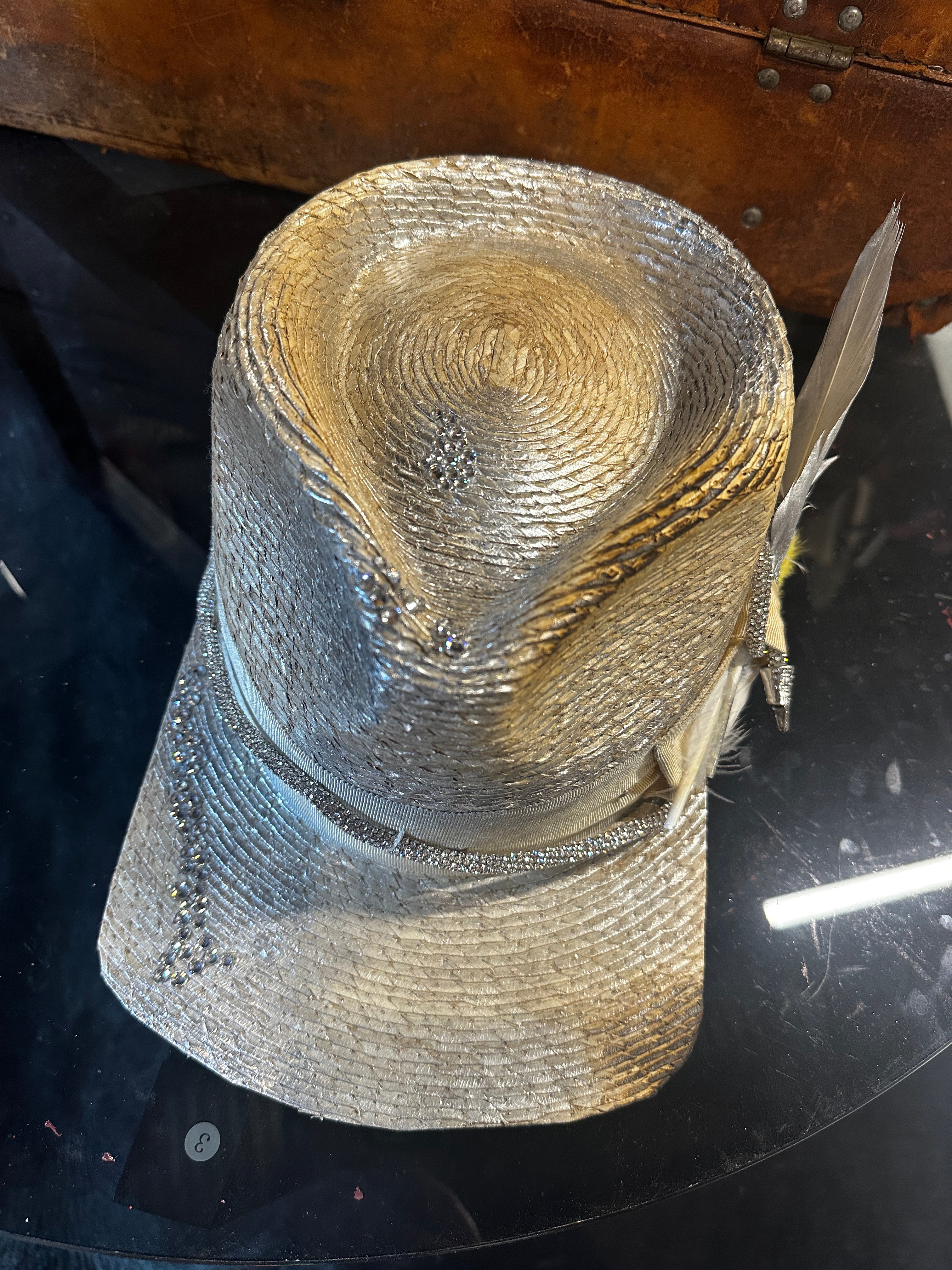 Silver sparkles cap