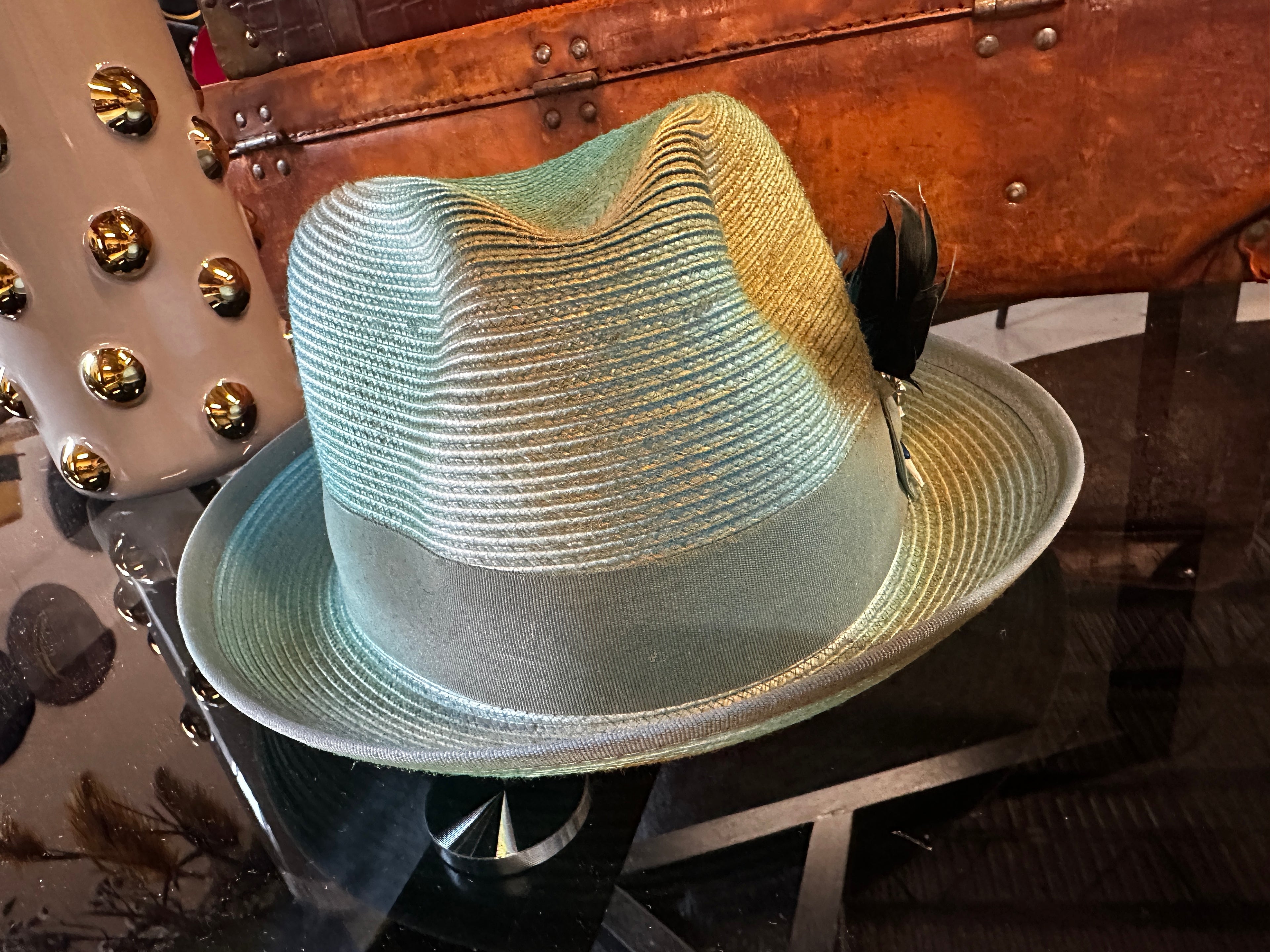 S/M - Teal straw - Fedora Designs